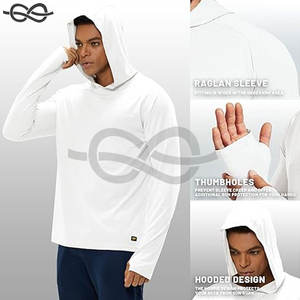 Sudadera con capucha de protección solar UPF 50 + para hombre, Camisa ligera de secado rápido de manga larga, capucha, agujeros para los pulgares, pesca, senderismo, correr, deportes al aire libre - Product Image 2