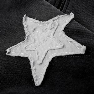 เสื้อฮู้ดผู้ชายแบบรูดซิปแขนถอดออกได้สำหรับผู้ชายเสื้อฮู้ดปักลายแบบปะติด - Product Image 4