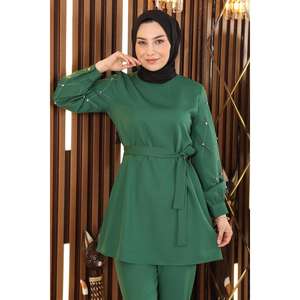 Ensemble décontracté Inci avec hauts mi-longs et pantalons, design détaillé - Product Image 2