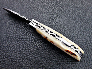 มีดพับได้มีด้ามจับทำจากเหล็กดามัสกัสใช้ D2วัสดุใบมีดสำหรับออกค่ายพักแรมกลางแจ้งเกรด DIY โลโก้ตามต้องการ - Product Image 3