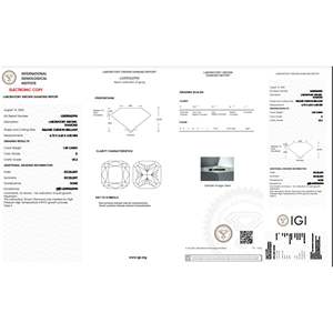 1.59ct Coussin Brillant Cut Lab-grown Diamond IGI Certified D Color VS2 Clarity Lab-Stone - Product Image 5