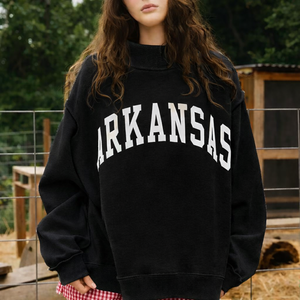 Women Oversized <b>Stand</b> Collar Printed Sweatshirt Winter Casual Street Fashion Soft Fabric Loose Fit Pullover - Product Image 2