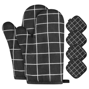 Custom 100% Cotton <b>Heat</b> Resistant BBQ Oven Mitts and Pot Holders with Apron - Premium Kitchen Set for Cooking, Baking & Grilling - Product Image 1