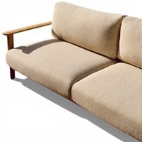 Modernes Umweltfreundliches Langlebiges 2-Sitzer Teak Outdoor-Gartensofa mit Weichen Stoffkissen für Villa Wohnzimmer Fitnessstudio Balkon Lager