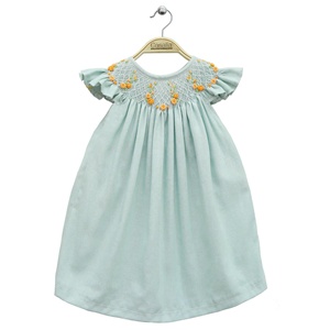 Robe à smocks pour filles mignonnes-robe personnalisée brodée à la main pour bébé fille-OEM-ODM - SM221110 - Product Image 1
