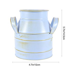 Vintage Galvanized Silver Metal Decorative Pitcher Vase with <b>Copper</b> <b>Strip</b> & Handle Solid Metal Galvanized Rustic Farmhouse Style - Product Image 2