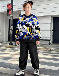 Conjunto de chándal de dos piezas de invierno para niños, Sudadera con capucha, pantalones para correr, poliéster, algodón, transpirable - Product Image 4