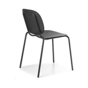 Stackable Outdoor Metal <b>Chair</b> with Perforated Steel Seat and Back, Galvanized Powder Coated Frame for Restaurant Cafe Terrace - Product Image 6