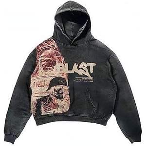 Sudadera con Capucha Casual con Estampado Gótico de Calavera para Hombre, Ropa de Moda de Talla Grande con Alfabeto Explosivo, Sudaderas para Hombre - Product Image 1
