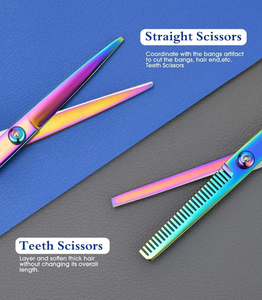 Ciseaux de barbier professionnels pour gauchers, 6,5 pouces, coupe de cheveux gauche, pointe droite et émoussée, ciseaux de coiffeur, emballage personnalisé - Product Image 2