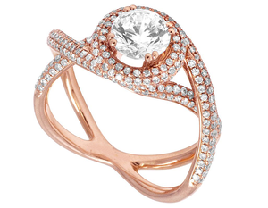 แหวนเพชรโมอิสสีโรสโกลด์สำหรับผู้หญิงแหวนเพชรโมอิส S925ชุบสีทอง - Product Image 2