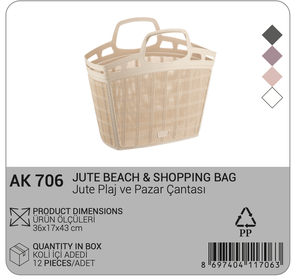 Cesta de Compras de Playa de PP con Asas, Reutilizable, Ecológica, Libre de BPA, Organizador de Almacenamiento de Estilo Moderno para Piscina, Compras y Picnic - Product Image 5
