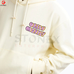 Sweat à capuche épais pour hommes de haute qualité, couleur unie, brodé et teint en plaine pour l'hiver, vente en gros - Product Image 4