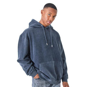 Confortable hommes 100% coton lavage à l'acide sweats à capuche automne hiver Premium crochet solide motif ODM approvisionnement - Product Image 2