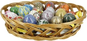 Decoraciones de Pascua de madera Papel Mache Huevos colgantes en cesta Niños, Escuela y Oficina Suministros para fiestas, La mejor idea de regalo - Product Image 2