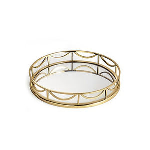 Round Vanity <b>Tray</b> in Gold with Luxury Finished Perfect for Elegant <b>Jewelry</b> Display and Stylish Tea Serving Made in India - Product Image 1