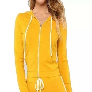 Women sweat suit Zipper customized <b>Tracksuit</b> Set new design Cheap OEM Wholesale High quality woman <b>yellow</b> color <b>tracksuits</b> 2026 - Product Image 3