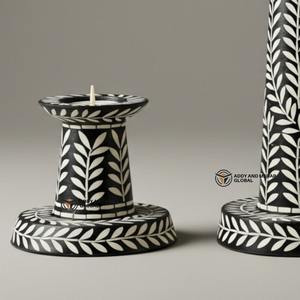 Juego de portavelas con incrustaciones de hueso de lujo más vendido para sala de estar o mesa de comedor disponible para cantidad a granel - Product Image 5