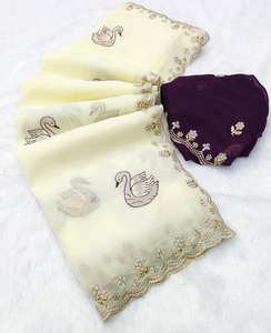 Pure CRUNCHY CHIFFON CRUSH SILK Saree Collection pour les fêtes d'adultes pour les mariages et le Diwali-Matière en viscose - Product Image 2