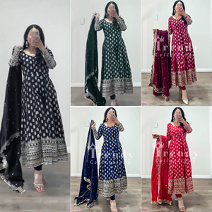 Venta caliente bordado pesado Top-Dupatta Con parte inferior completamente cosida vestido de trabajo de lentejuelas étnicas indias tradicionales a bajo precio - Product Image 6