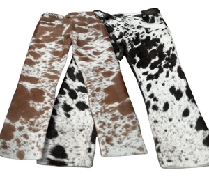 Pantalones de cuero de vaca originales de alta calidad para hombre Nueva moda de cuero de primera calidad Casual de cintura media Pantalones rectos con patrón - Product Image 1