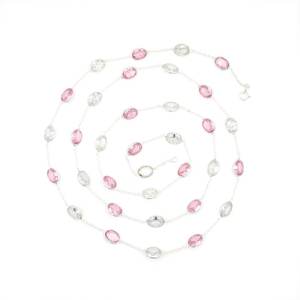 Collier fait main en argent sterling 925 avec zircon cubique lunette rose chaîne de lame de pierres précieuses-bijoux de pierres précieuses mélangées avec option cadeau - Product Image 1