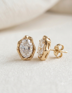 Pendientes de Diamantes con Engaste Ovalado de Estilo Antiguo para Mujer, Oro Amarillo de 18K, Diamantes Cultivados en Laboratorio, Certificados por IGI, Clásicos, 5-6gm - Product Image 2