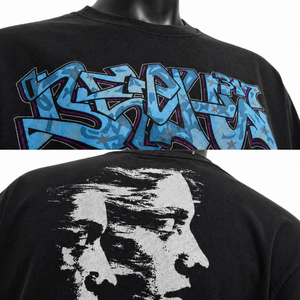 T-shirt Streetwear Vert Oversize Homme Coton Imprimé Graffiti Typographie Coupe Ample Épaules Tombantes Vente en Gros OEM - Product Image 5
