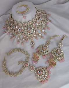 Ensemble de bijoux plaqué or PADMAWATI traditionnel indien pour femmes et filles, ensemble complet (collier/boucles d'oreilles) pour mariage - Product Image 3