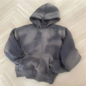 En blanco 350 GSM Pullover Algodón Poliéster Fleece Heavyweight Streetwear Estampado liso Bordado Sudaderas con capucha - Product Image 2