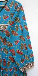 Best Selling Women's Casual Wear Hand Block Printed Silk Long Maxi <b>Dress</b> Worldwide Export India Size Free-6XL Button Decoration - Product Image 3