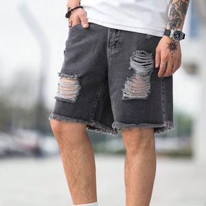 Shorts Vaqueros Casuales para Hombre, Cintura Media, Desgastados, con Dobladillo Deshilachado, Pierna Recta, 100% Algodón, Ecológicos, Suministro OEM, Bordado 3D - Product Image 3