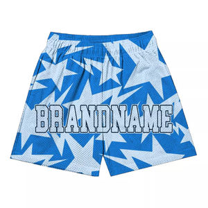 Pantalones cortos con estampado de allover para hombre, shorts de malla con logotipo personalizado por encima de la rodilla, novedad de verano de 2022 - Product Image 3