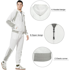 Custom Winter Oversized Hoodies Tracksuit <b>Embroidery</b> Zip-Up Heavyweight Cotton Fleece Lining Straight Pants 2-Piece <b>Set</b> for Men - Product Image 2
