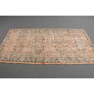 Alfombra de 3.4x6.7 pies, Alfombra Turca Vintage, Alfombra con Bordes Azules y Marrones - Product Image 2