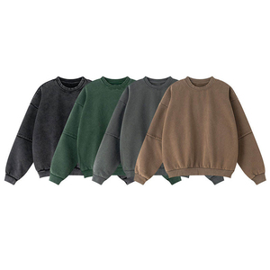 हमारे आकार कस्टम लोगो 360gsm कपास मिश्रण ऊन विंटेज धोया आस्तीन पैच जम्पर ट्रेंडी स्ट्रीटवियर सर्दियों पुरुषों की स्वेटशर्ट - Product Image 2