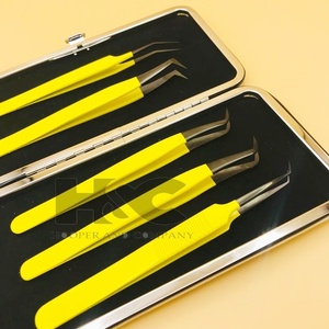 Pinzas Personalizadas Nuevas con Punta de Plasma Negra, Pinzas de Volumen con Logotipo, Pinzas Planas para Extensión de Pestañas de Mink, Pinzas de Acero Inoxidable Sostenibles - Product Image 6