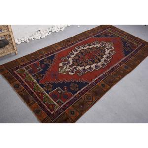 Tapis Ethnique en Laine 9x12 avec Motif Géométrique Rouge et Noir Patchwork Latex pour Décorations de Salon et Couloirs - Product Image 2