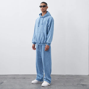 Conjunto Deportivo de Alta Calidad 100% Algodón para Hombre, con Logotipo Personalizado, 2 Piezas, Sudadera con Capucha y Pantalones Deportivos Lavados al Ácido - Product Image 2