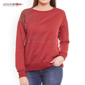 Sudadera gráfica de diamantes de imitación para mujer con forro suave y aspecto de moda Sudadera de manga larga con diamantes de imitación para mujer - Product Image 1
