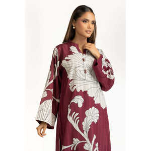 Conjunto Casual de 2 Piezas para Mujer, Color Granate, Textura Dobby, Estampado, Largo por Encima de la Rodilla, Talla XS/XXS, Tela Crepé, para Primavera/Verano - Product Image 5