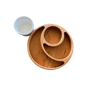 Plateau de service pour chips et trempette en bois et fer, design moderne, bol à trempette en verre, plateau de service pour chips et trempette de style campagnard pour servir lors d'événements - Product Image 3