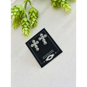 Pendientes de Cruz con Turquesa y Plata de Ley, Coleccionable Cultural Bernadette Nakatewa - Product Image 4