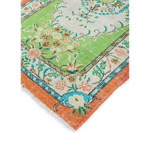 Tapis en laine noué à la main vert vintage, grand format, motif rectangulaire abstrait à médaillon pour la maison, le salon, le couloir - Pae-473 - Product Image 2