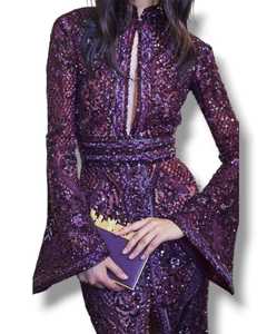 Nuevo Vestido de Lujo 2025 con Adornos de Cuentas, Bordado de Cristal y Diamantes, Largo hasta el Suelo, Corte en A, Cintura Imperio, con Sujetador Incorporado, Importado - Product Image 3