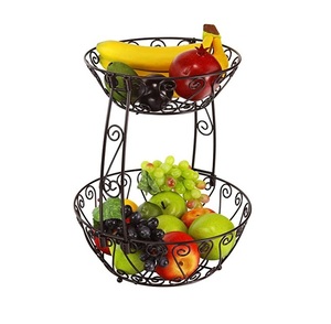 Cesta de frutas y verduras de alambre negro hecha a mano, diseño de varios niveles tallado, tazón de alambre de Metal a un precio razonable, Frutero de gran venta - Product Image 6