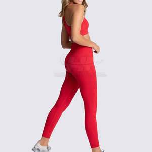 Ensemble de sport 2 pièces : Soutien-gorge de sport et Legging, couleur unie, respirant, écologique, maintien renforcé pour l'entraînement - Product Image 5