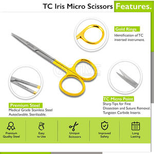 Tijeras Iris de alta calidad, instrumentos quirúrgicos rectos y curvos de acero inoxidable, tijeras Iris de acero inoxidable - Product Image 2