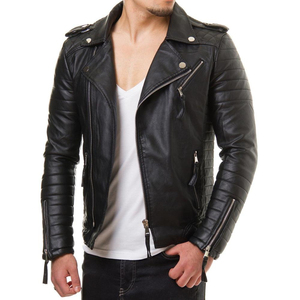 Veste en cuir et laine unie pour homme, style streetwear, coupe ajustée, respirante, écologique, de haute qualité, mode d'hiver - Product Image 2