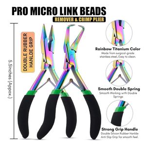 Extension de cheveux à boucle de traction en acier inoxydable multicolore Aiguilles en forme de C Kit d'outils d'extension de cheveux Pince à micro perles 12 pinces à cheveux - Product Image 4